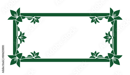 Green Floral Frame Border Design with Lily Flower Accents