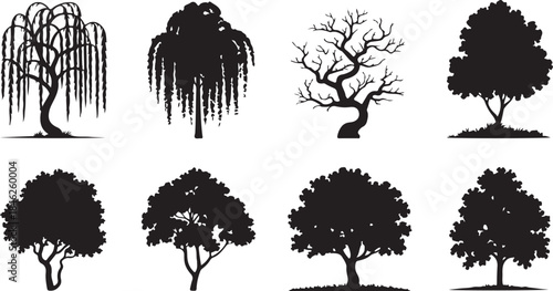 Collection of Tree Silhouettes in Various Shapes and Styles