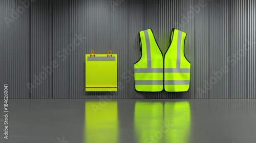 Safety vest and wall mounted placard