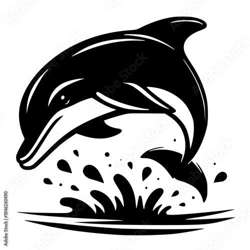 silhouette of a dolphin jumping , vector illustration of a dolphin 