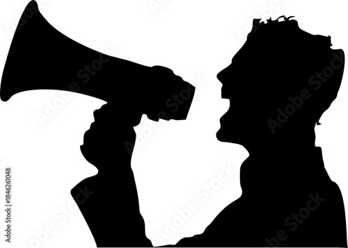 Man Speaking Megaphone Protest Icon