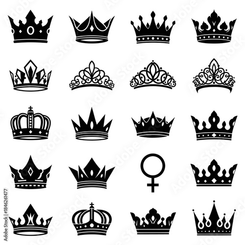 Collection of Black Silhouette Crown Designs for Royalty and Elegance.