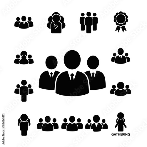 Collection of Business Team and Leadership Icons for Corporate Success.