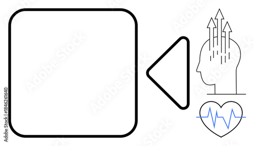 Video playback concept. Video playback with a clean icon, enhancing mental stimulation and heart health. Video playback as a bridge for mindfulness, education, and wellness. Ideal for technology