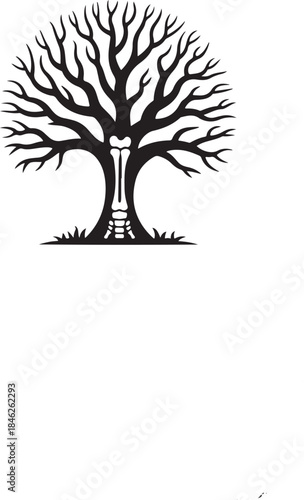 Skeleton Tree Silhouette Isolated on Transparent Background