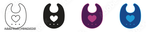 Baby bib icon set. Child clothes for eating symbol, vector illustration.