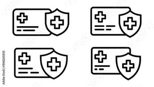 Medical insurance card icons healthcare concept
