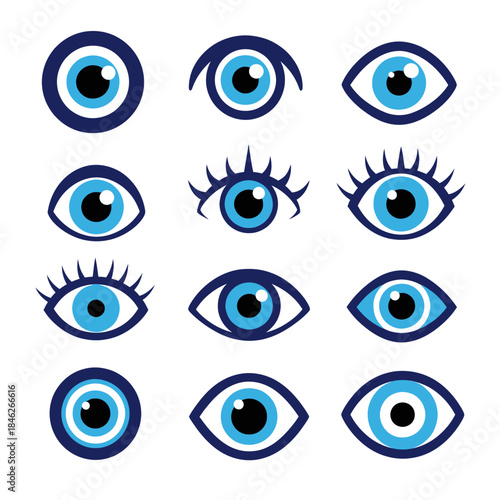 Collection of Evil Eye Amulet Designs in Various Styles.