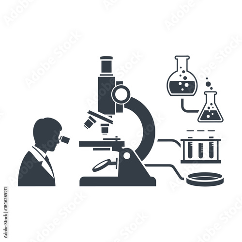 scientist conducting research using a microscope in a laboratory setting