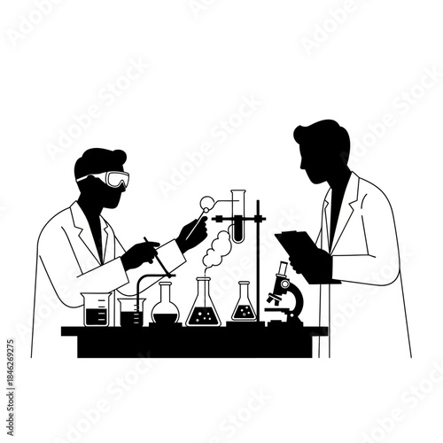 scientists conducting laboratory experiments with test tubes and research equipment