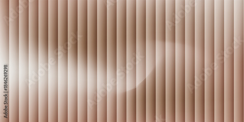 Corrugated, fluted brown, bronze glass vector texture. Ribbed plastic gradient background.Eps10