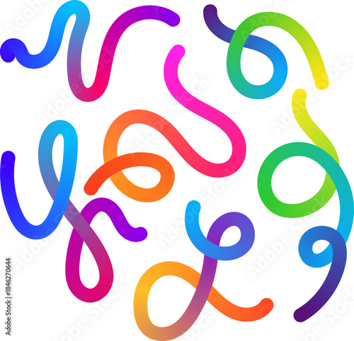 Dynamic abstract wavy lines with vibrant gradient colors on a pristine white background
