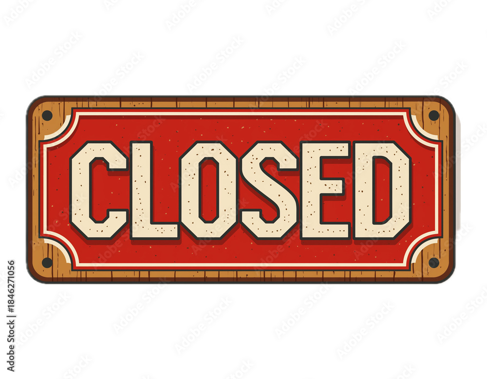 Fototapeta premium PNG closed sign flat red label signage poster sale typography artwork door board wall retro clip banner frame design
