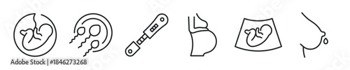Pregnant thin line icon set. Web minimal editable stroke icons