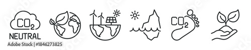 Ecology thin line icon set. Web minimal editable stroke icons