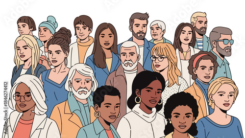 Diverse Group of People Standing Together, Representing Community and Unity