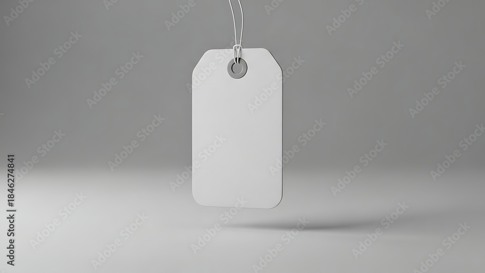 Fototapeta premium Blank Price Tag Hanging in Air Isolated on Transparent Background for Retail