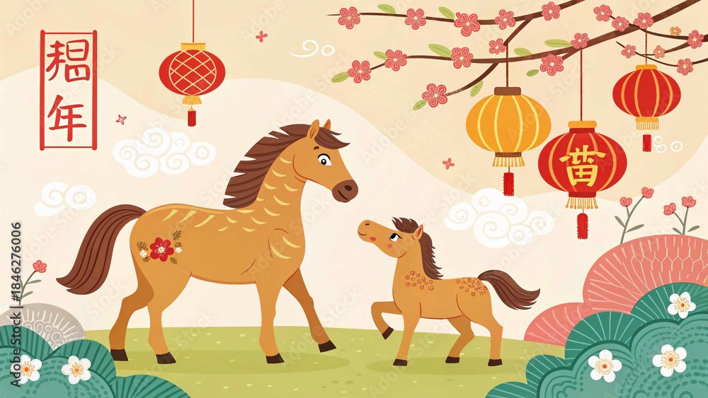 Fototapeta premium christmas background with deer