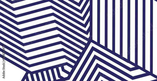 Geometric Stripes Pattern, Navy and White, Zigzags, Parallel Lines, Backgrounds: Use for prints, websites, and modern designs, giving a sharp, abstract touch, creating unique layouts