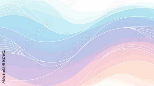 Abstract Soft Pastel Waves with Gentle White Lines Overlay and Gradients