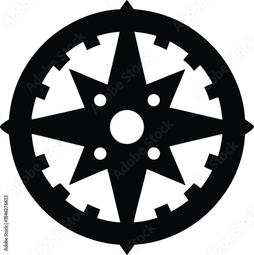 irish compass rose line art vector illustration on transparent background