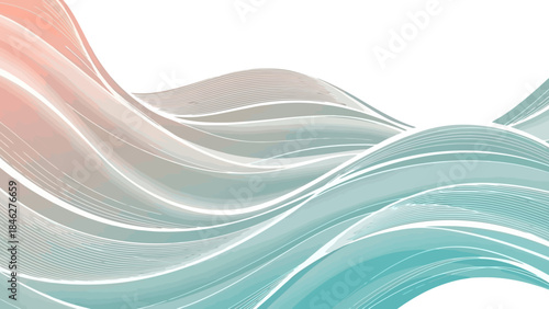 Abstract Wavy Lines and Gradients Form a Dreamy, Ethereal Landscape Background