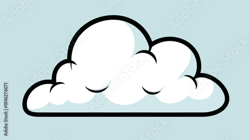 Cartoon Cloud Illustration with Black Outline on Light Blue Background