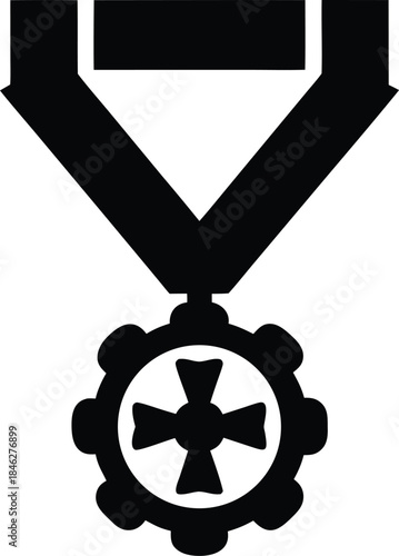 irish medal line art vector illustration on transparent background