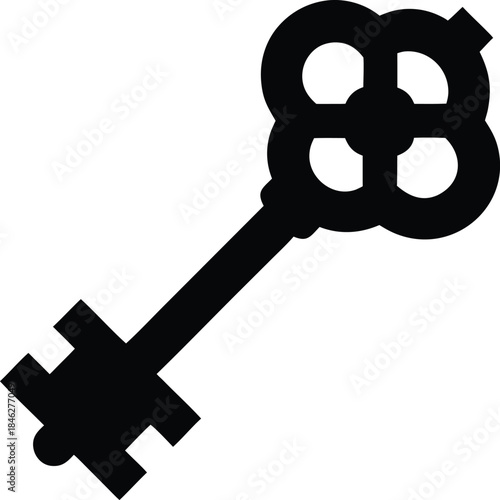 irish treasure key line art vector illustration on transparent background