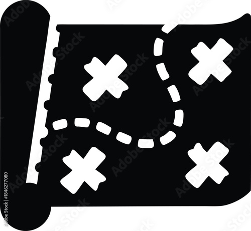 irish treasure map line art vector illustration on transparent background