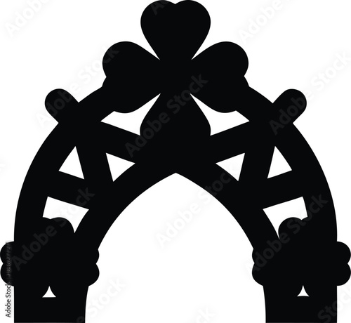 lucky clover crown line art vector illustration on transparent background