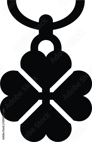 lucky clover pendant line art vector illustration on transparent background