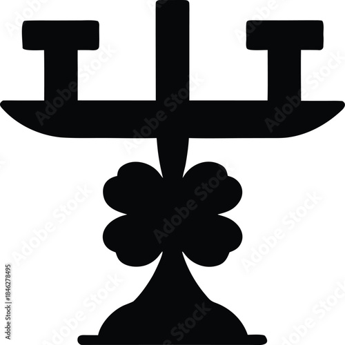 shamrock candle holder line art vector illustration on transparent background