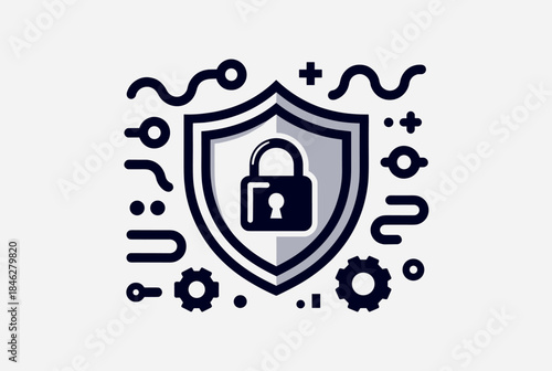 Cybersecurity Shield with Lock Symbol
