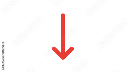 Bright red downward pointing arrow symbol centered indicating direction or reduction