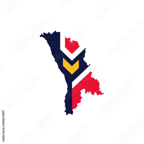 Moldova Country Outline Map Flag Silhouette Graphic Vector Art