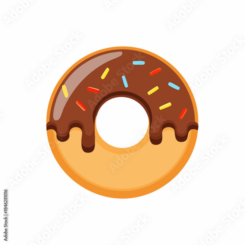 A delectable chocolate-glazed donut adorned with colorful sprinkles, perfect for a sweet treat illustration