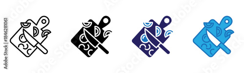 Cutting Board Icon Multi Style Vector Illustration