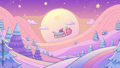 Whimsical winter night with sleigh