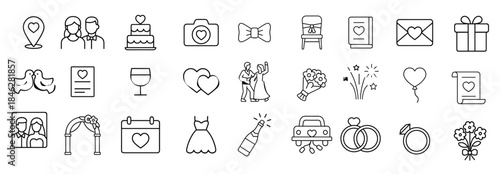 delicate outline wedding elements celebrate romance and