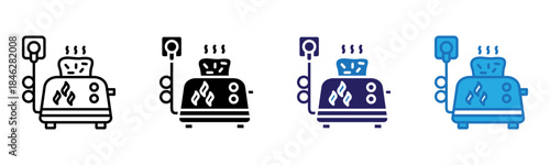 Toaster Icon Multi Style Vector Illustration