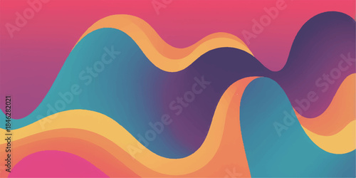 Colorful abstract vector wave illustration design with orange and blue light lines pattern backdrop