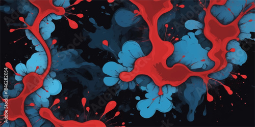 Red and yellow paint splashes create a colorful texture pattern design