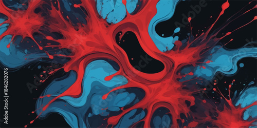 Red grunge blood pattern texture design, black and red paint splashes vector art illustration