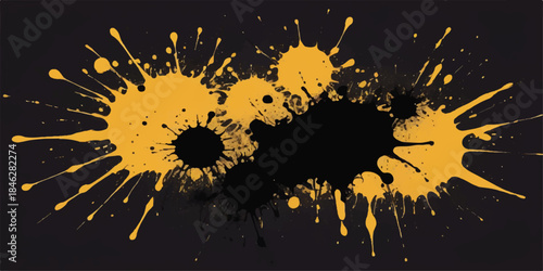 Bright gold ink splat grunge background with magic stars for Christmas holiday celebration vector illustration art