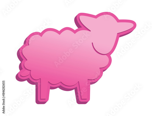 sheep vector illustration in pink color