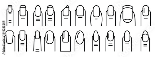 Nail Outline Simple Linear Image Collection. Editable Stroke. Suitable for Web Sites, Books, Cards, Apps