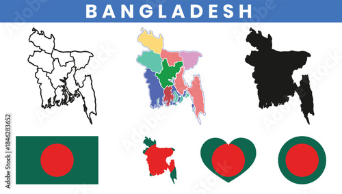 Bangladesh maps and Bangladesh flag vector collection
