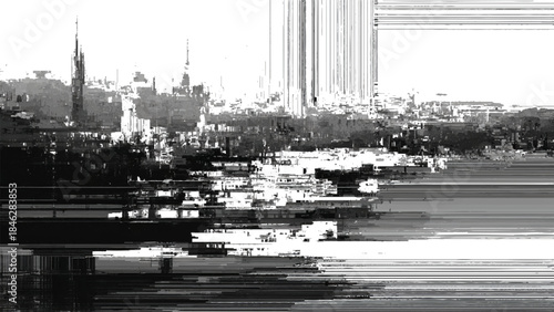 Urban skyline with waterfront Vector, illustration