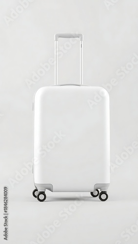Generative AI Modern Minimalist White Suitcase with Retractable Handle and Four Wheels Design for